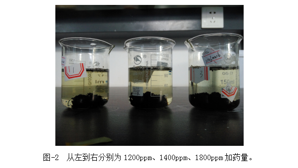 圖-2  從左到右分別為1200ppm、1400ppm、1800ppm加藥量